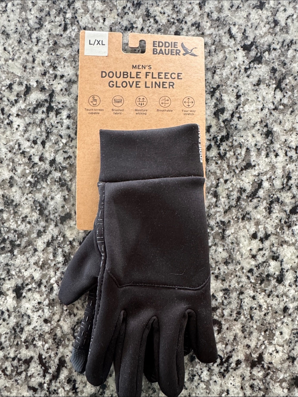 Eddie Bauer Black Men's Double Fleece Glove Liners